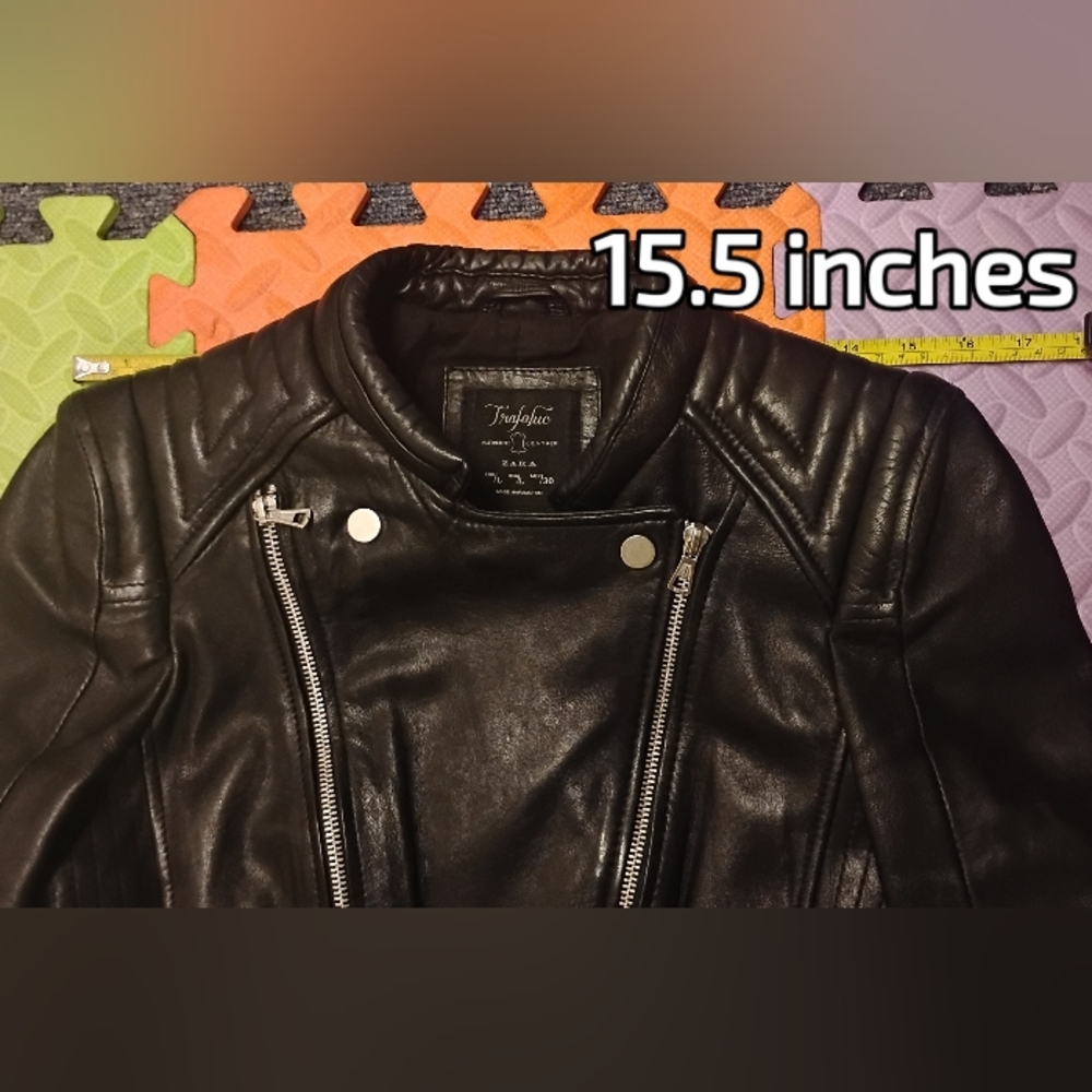 Zara Black Leather Moto Jacket - Picture 10 of 12